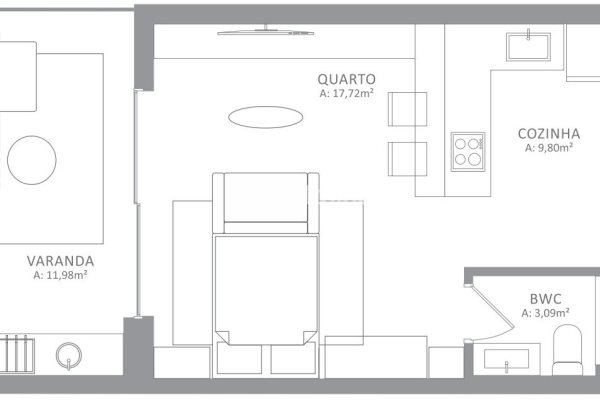 Studio à venda com 43m², 1 quarto, 1 suíte, 1 vaga no bairro Novo Campeche em Florianópolis
