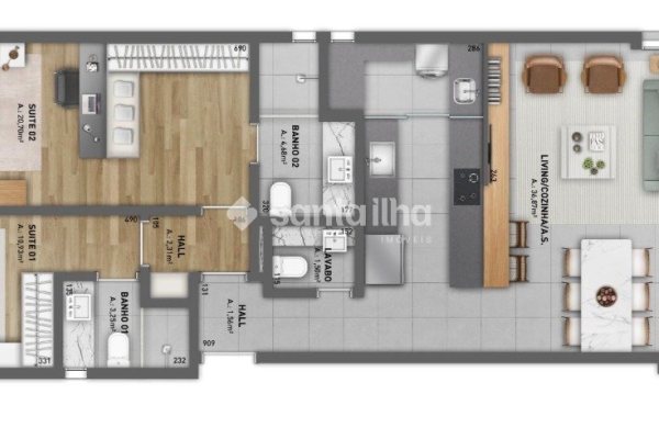 Apartamento à venda com 117m², 2 quartos, 2 suítes, 2 vagas no bairro Barra da Lagoa em Florianópolis